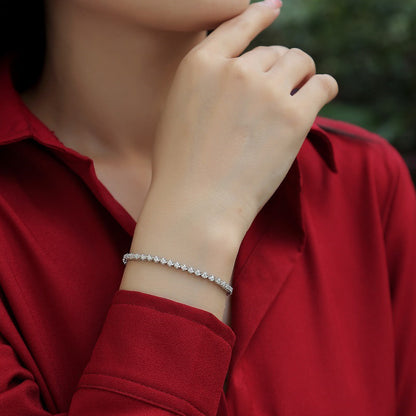 Stylish Round Moissanite Bracelet 925 Silver Ideal for Office Wear