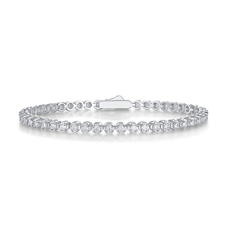Stylish Round Moissanite Bracelet 925 Silver Ideal for Office Wear