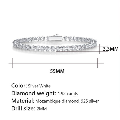 Stylish Round Moissanite Bracelet 925 Silver Ideal for Office Wear