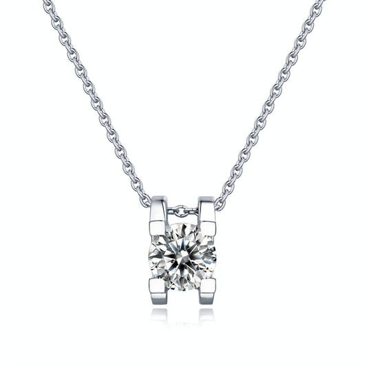 Stylish Square Moissanite Pendant with Bead Chain