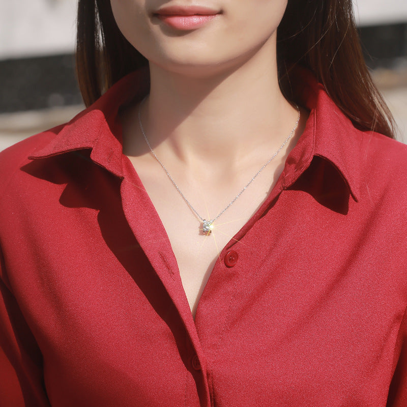 Stylish Square Moissanite Pendant with Bead Chain