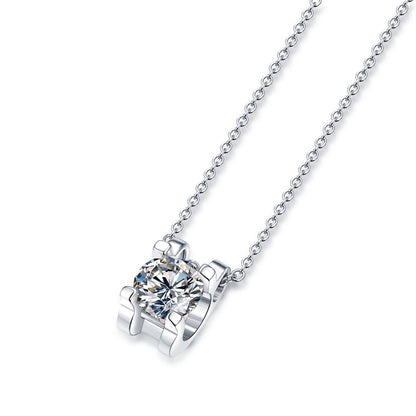 Stylish Square Moissanite Pendant with Bead Chain