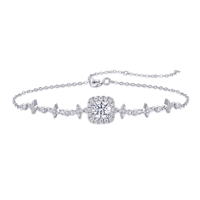 Stylish Women's Moissanite Bracelet with Geometric Design