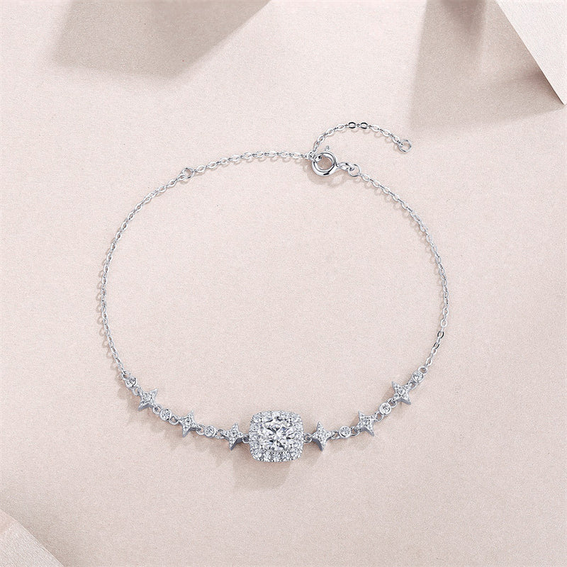 Stylish Women's Moissanite Bracelet with Geometric Design