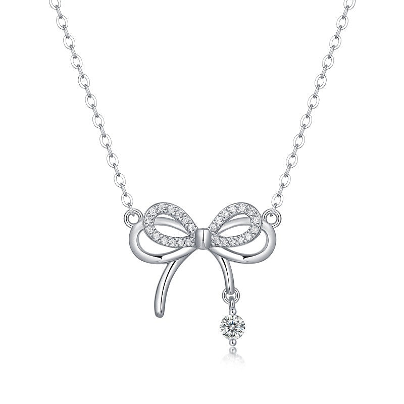 Subtle Bow Moissanite Necklace for Women