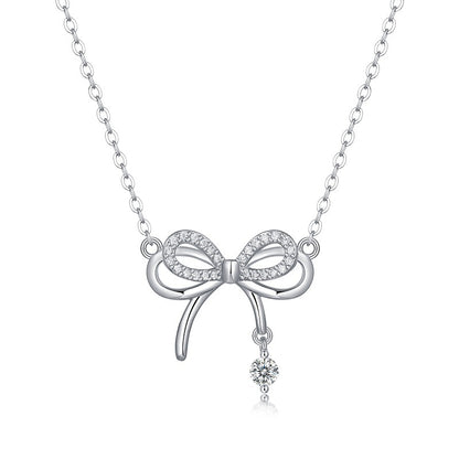 Subtle Bow Moissanite Necklace for Women