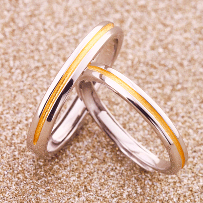 "Sunbeam" Couple Rings - 925 Sterling Silver Adjustable Matching Set