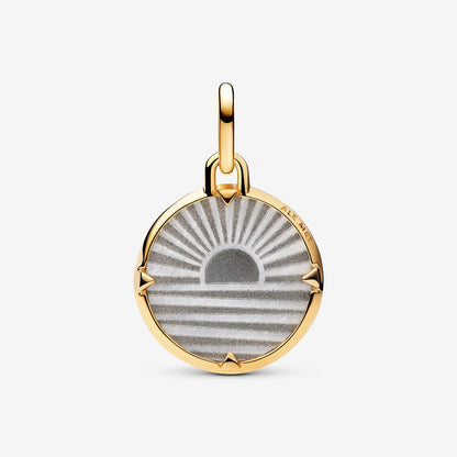 14K Gold Sunrise Medallion Charm