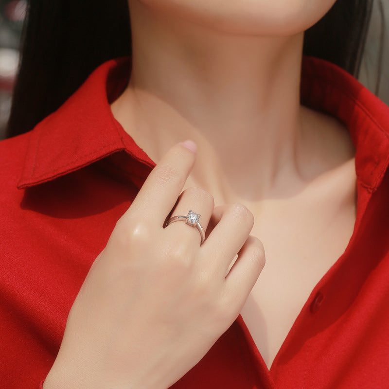 Sweet Geometric Ring with Moissanite
