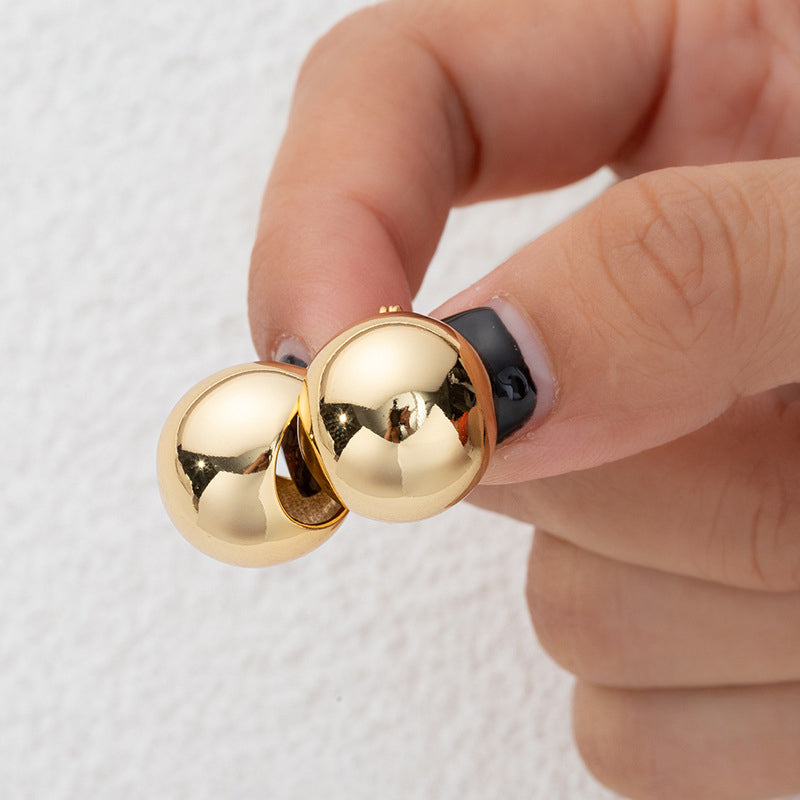 Sweet & Edgy Geometric 18K Gold Plated Stud Earrings - Unique Statement Jewelry for Women