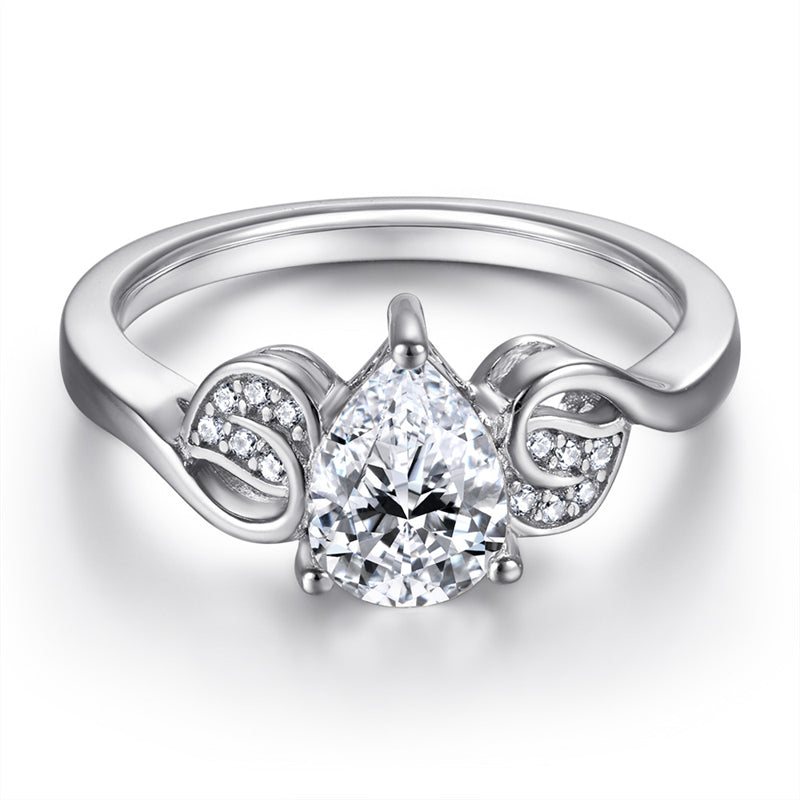 Teardrop 925 Silver Ring - Versatile Zirconia Band for Women
