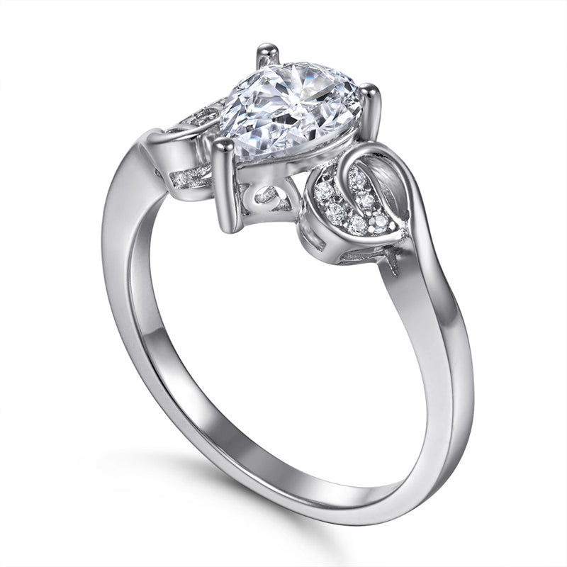 Teardrop 925 Silver Ring - Versatile Zirconia Band for Women