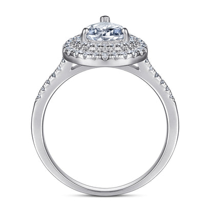 Teardrop Zircon Engagement Ring - 925 Sterling Silver Pear Cut Solitaire Ring for Women