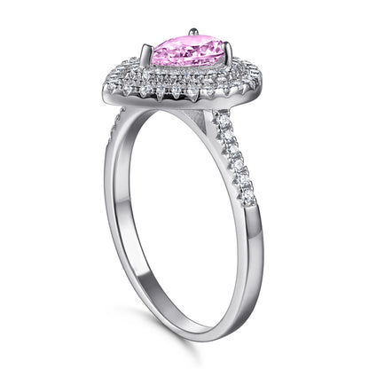 Teardrop Zircon Engagement Ring - 925 Sterling Silver Pear Cut Solitaire Ring for Women