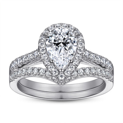 Teardrop Zirconia 925 Silver Ring Set - European Best-Selling Stackable Band Collection