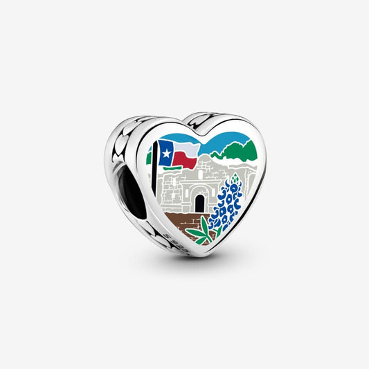 Texas Heart Charm Multicolor Enamel