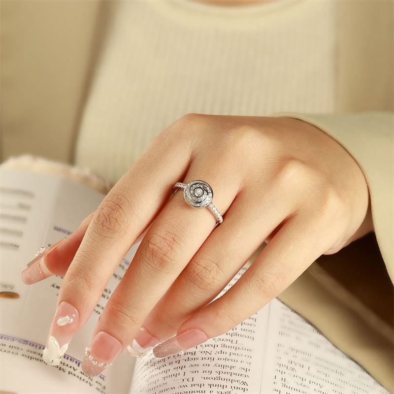 Timeless Crown 925 Silver Ring - Elegant Geometric Stackable Band with Zirconia Stones