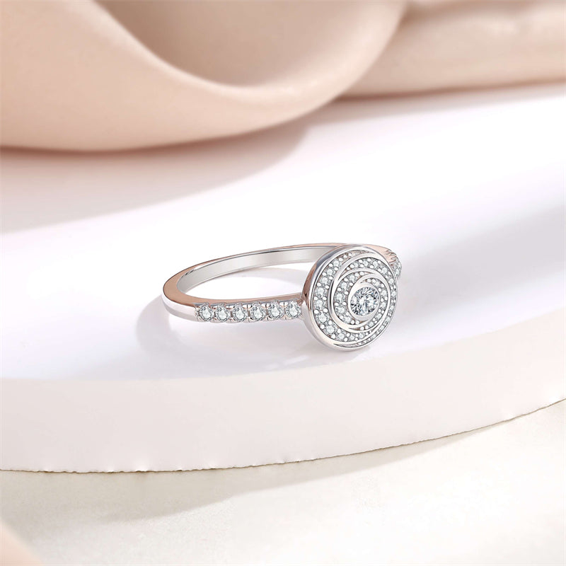 Timeless Crown 925 Silver Ring - Elegant Geometric Stackable Band with Zirconia Stones