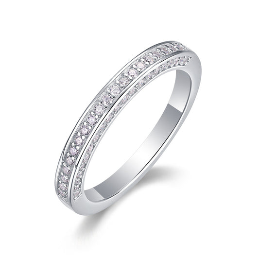Timeless Geometric Silver Ring with 63 Moissanite Stones
