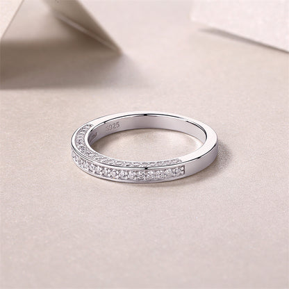 Timeless Geometric Silver Ring with 63 Moissanite Stones