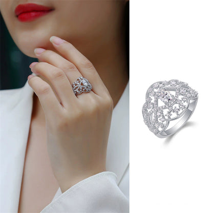 Timeless Geometric Silver Ring with Moissanite Stones