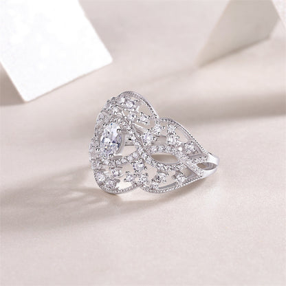 Timeless Geometric Silver Ring with Moissanite Stones