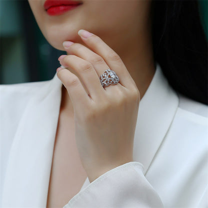 Timeless Geometric Silver Ring with Moissanite Stones