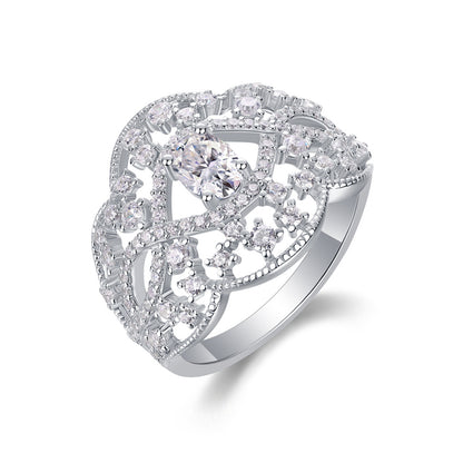 Timeless Geometric Silver Ring with Moissanite Stones