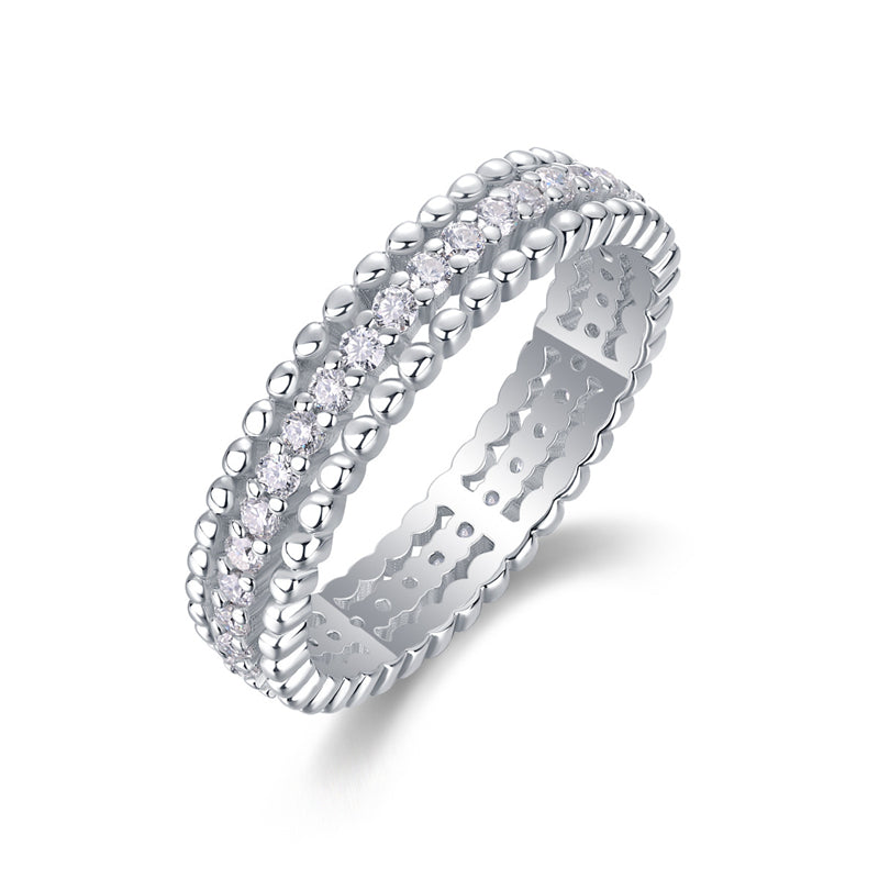 Timeless Geometric Silver Ring with Moissanite