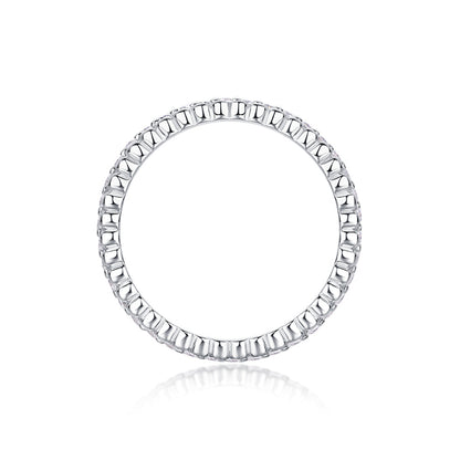 Timeless Geometric Silver Ring with Moissanite
