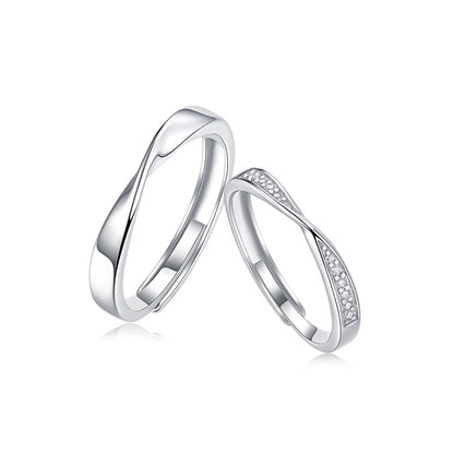 Timeless Möbius Couple Rings in Silver