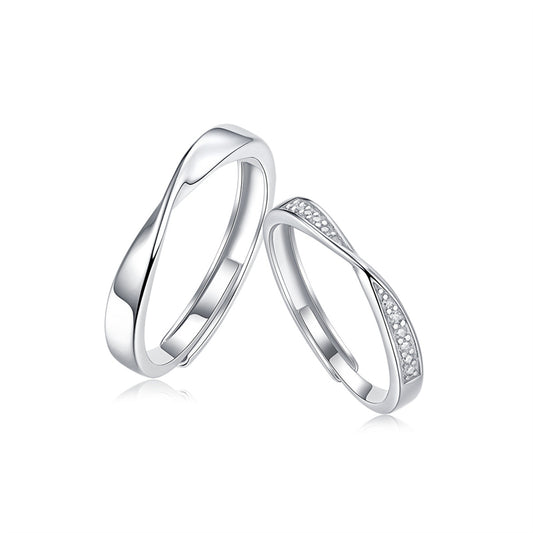 Timeless Möbius Couple Rings in Silver
