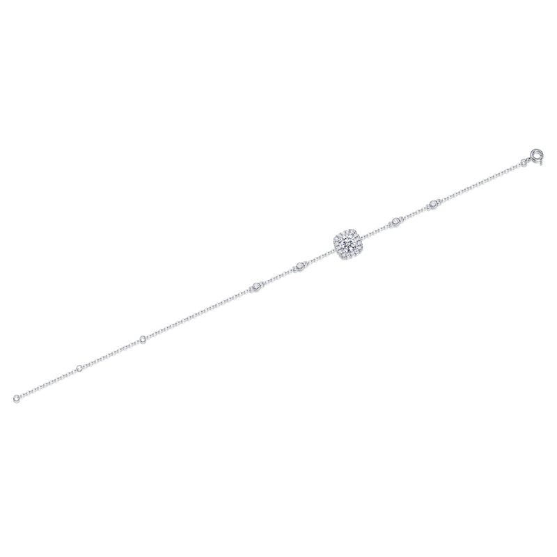 Timeless Women's Geometric Silver Bracelet with Moissanite