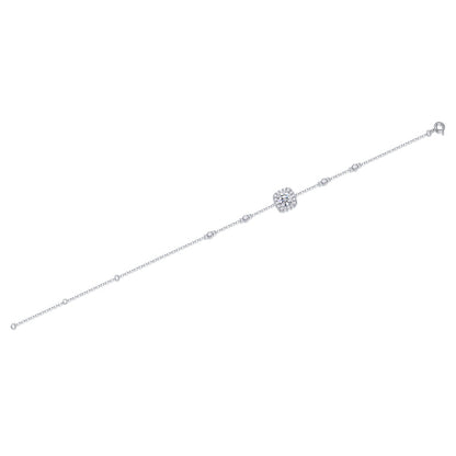 Timeless Women's Geometric Silver Bracelet with Moissanite