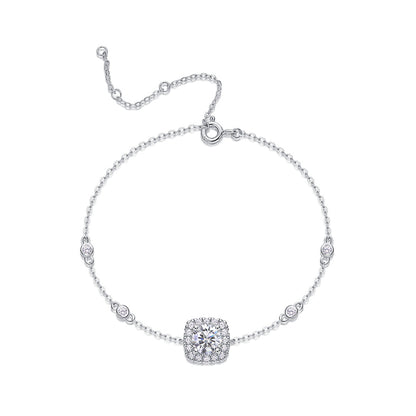 Timeless Women's Geometric Silver Bracelet with Moissanite