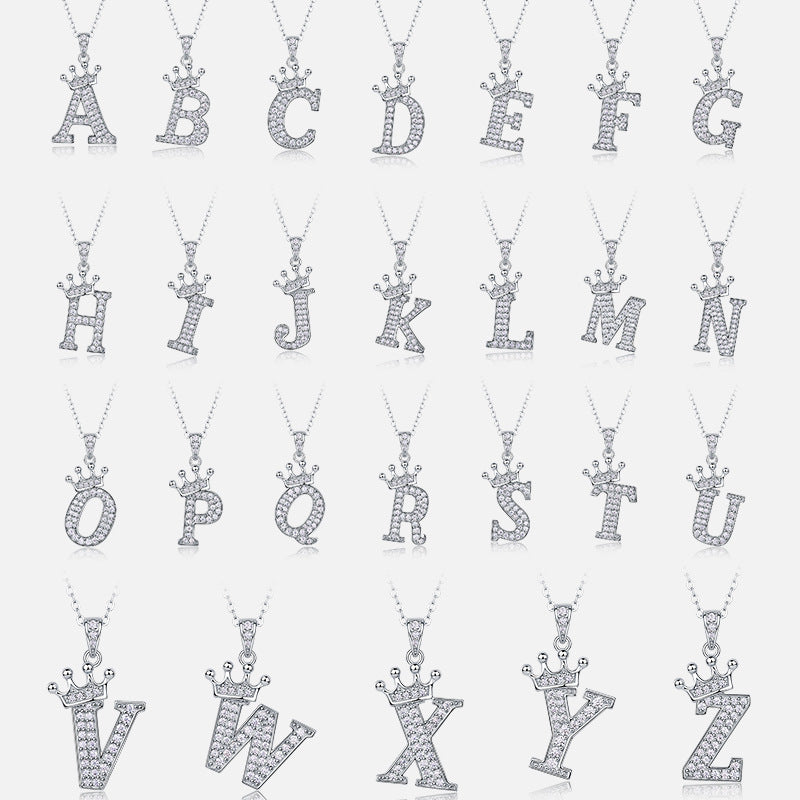 Timeless Women's Sterling Silver Necklace with Letter Moissanite