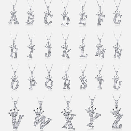 Timeless Women's Sterling Silver Necklace with Letter Moissanite
