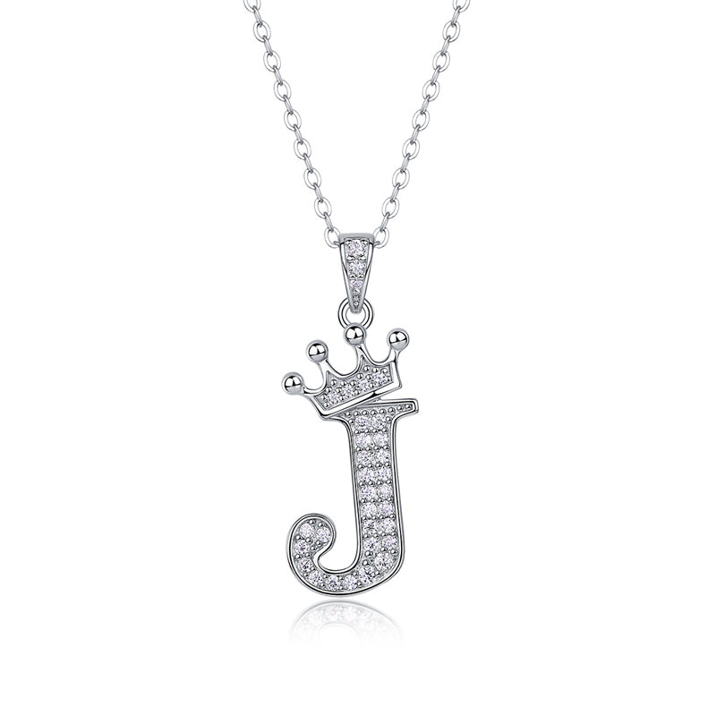 Timeless Women's Sterling Silver Necklace with Letter Moissanite