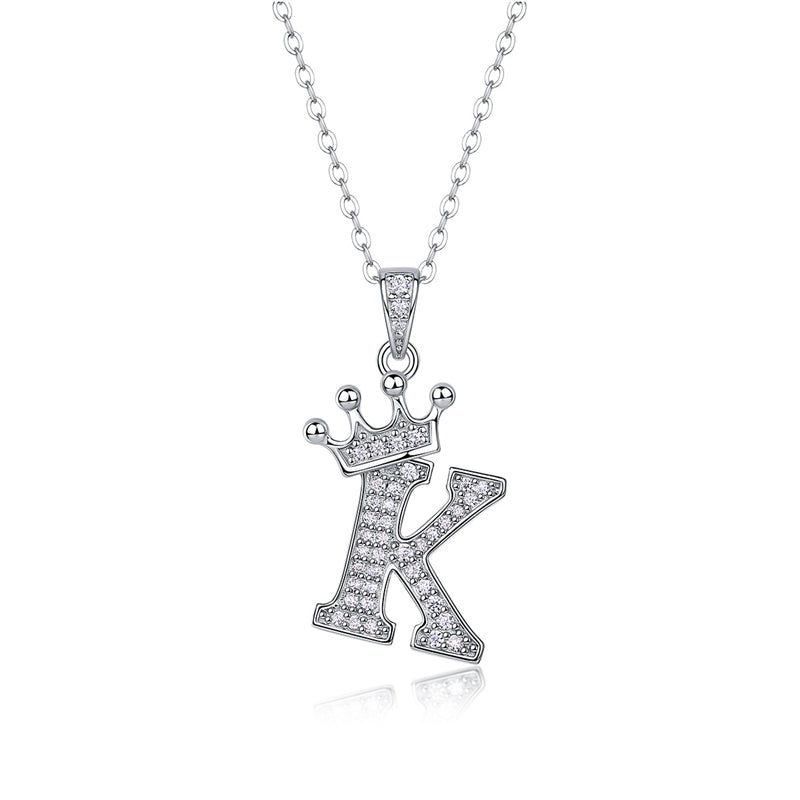 Timeless Women's Sterling Silver Necklace with Letter Moissanite