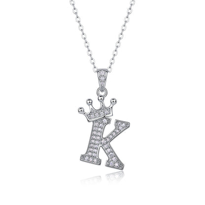 Timeless Women's Sterling Silver Necklace with Letter Moissanite