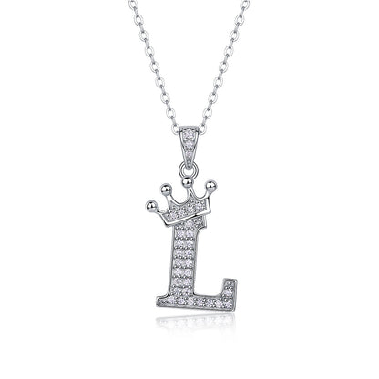 Timeless Women's Sterling Silver Necklace with Letter Moissanite