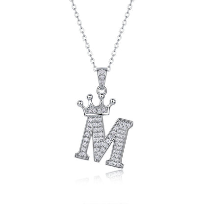 Timeless Women's Sterling Silver Necklace with Letter Moissanite