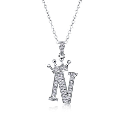 Timeless Women's Sterling Silver Necklace with Letter Moissanite