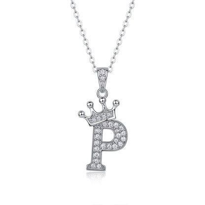 Timeless Women's Sterling Silver Necklace with Letter Moissanite