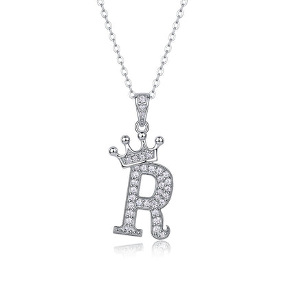 Timeless Women's Sterling Silver Necklace with Letter Moissanite