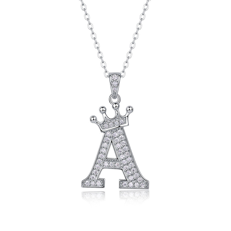 Timeless Women's Sterling Silver Necklace with Letter Moissanite