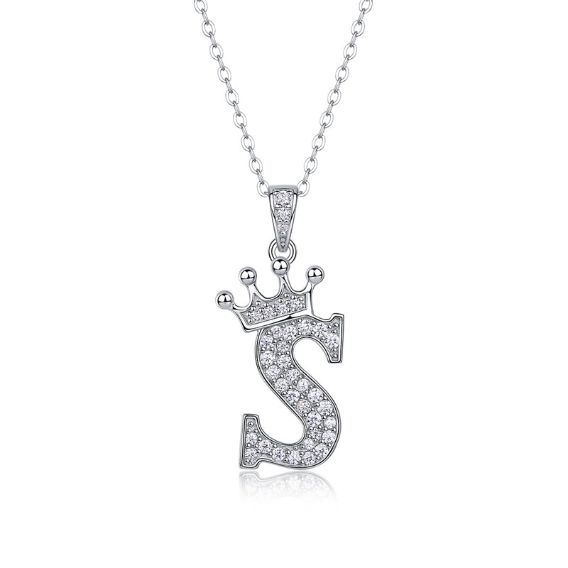 Timeless Women's Sterling Silver Necklace with Letter Moissanite