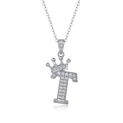 Timeless Women's Sterling Silver Necklace with Letter Moissanite