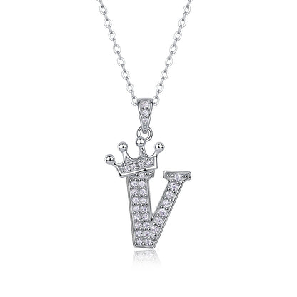 Timeless Women's Sterling Silver Necklace with Letter Moissanite