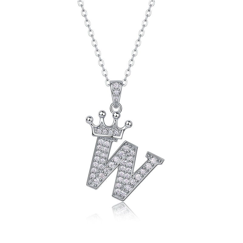 Timeless Women's Sterling Silver Necklace with Letter Moissanite